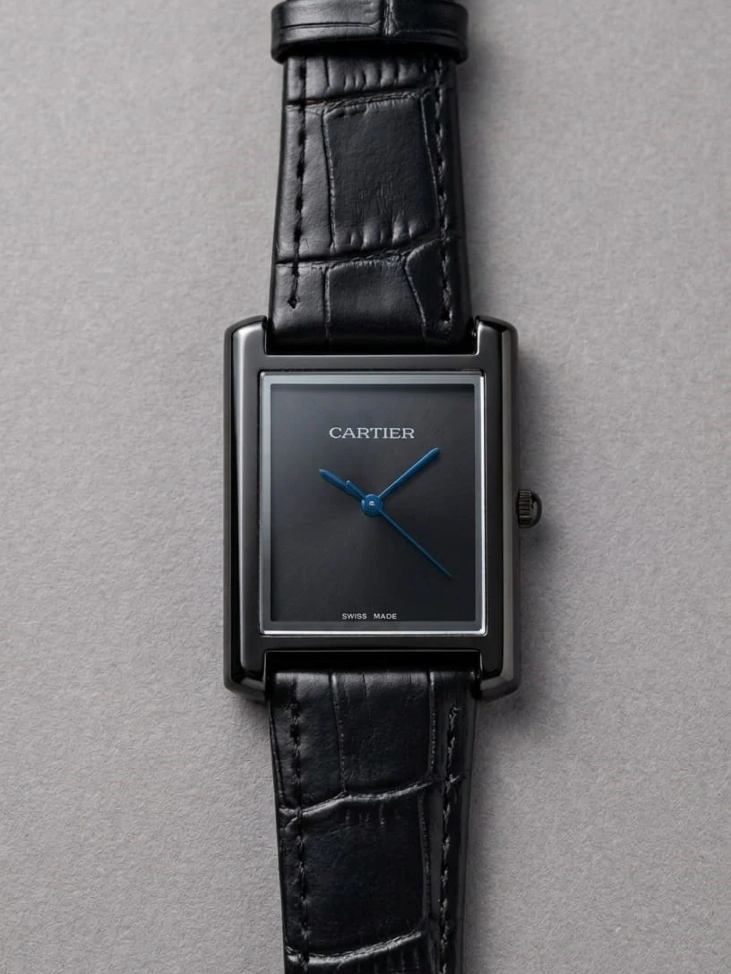 Cartier TANK Watch in Plain Dial Leather Strap