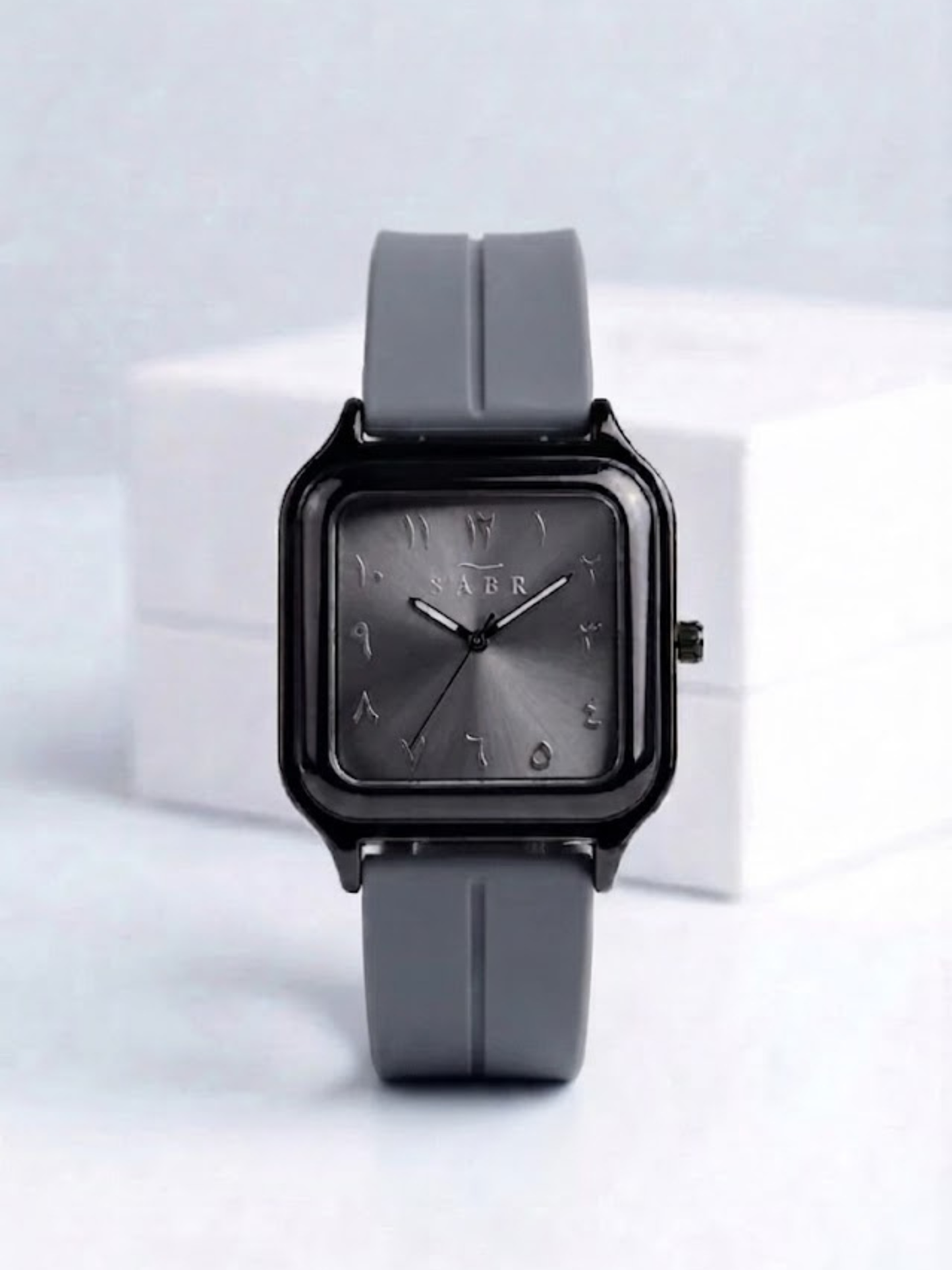 SABR Stealth Square Watch with Eastern Arabic Numerals – Magnetic Strap & Sunray Dial