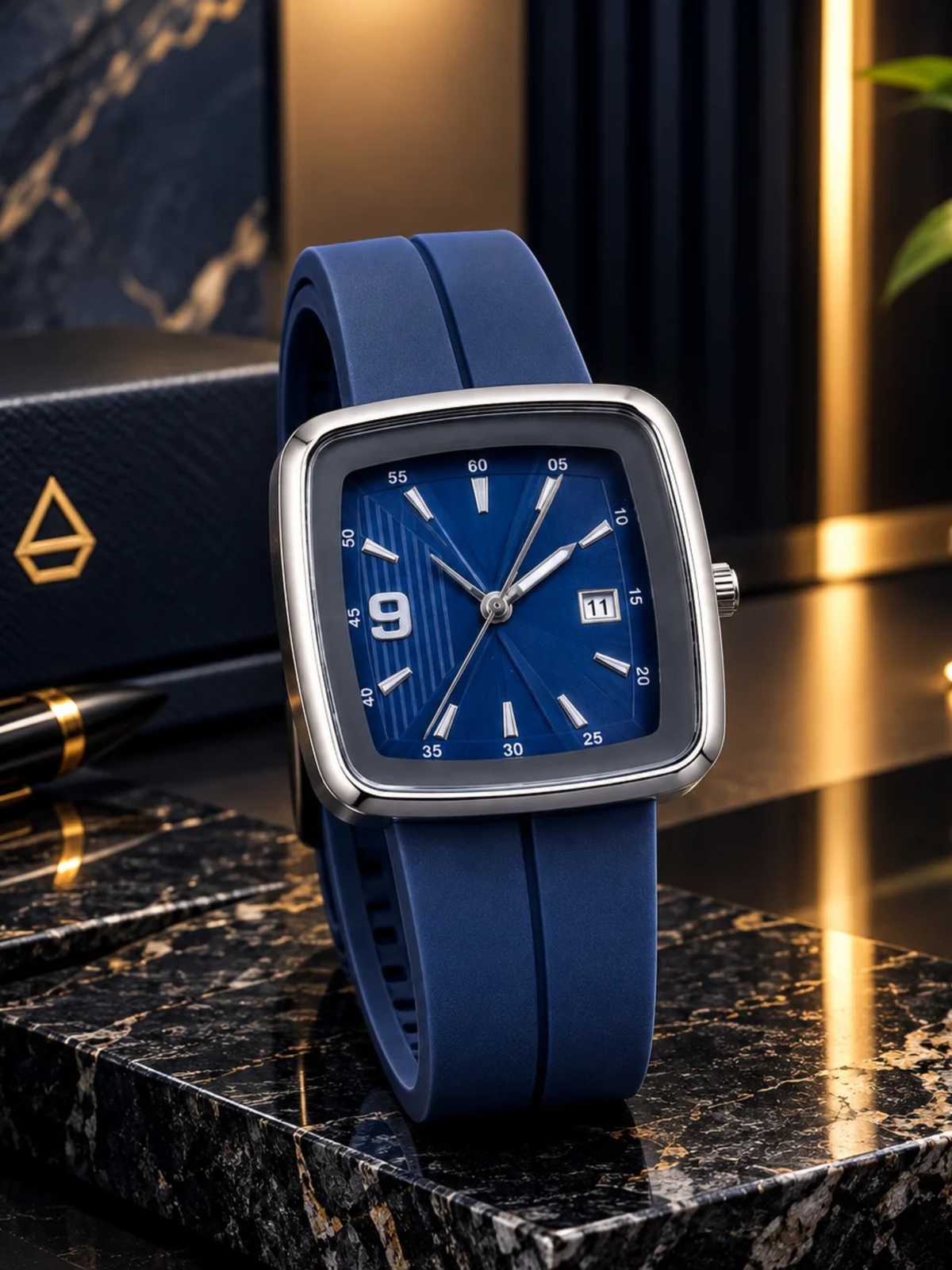 Premium Square Dail with Date Watch In Megnet Strap