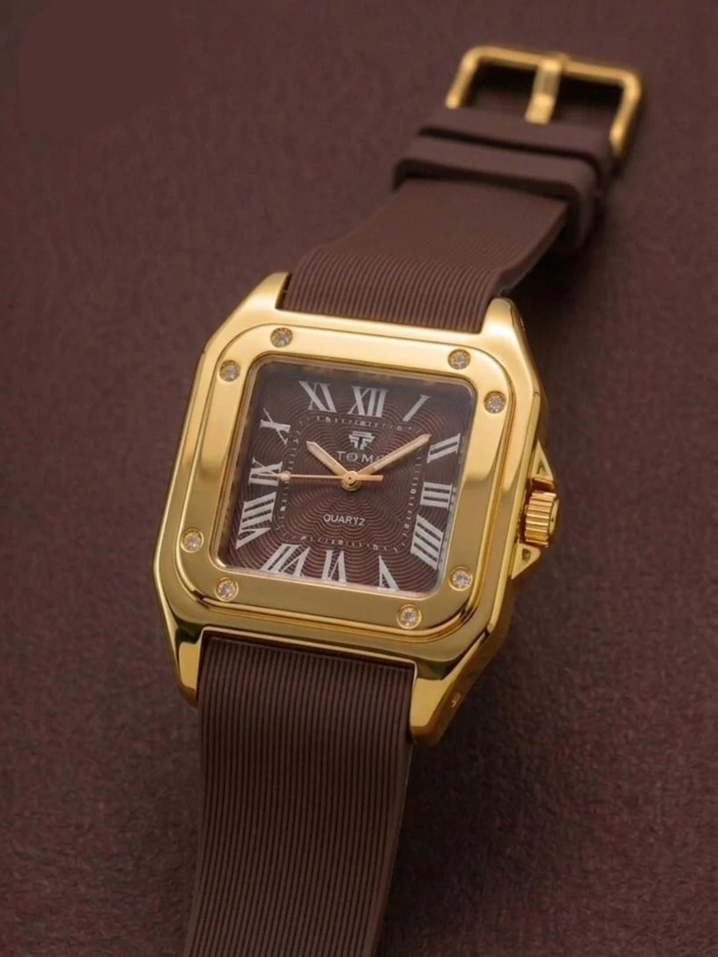 The Legacy Square – Silver Roman Numeral Watch with Ribbed Silicon Strap