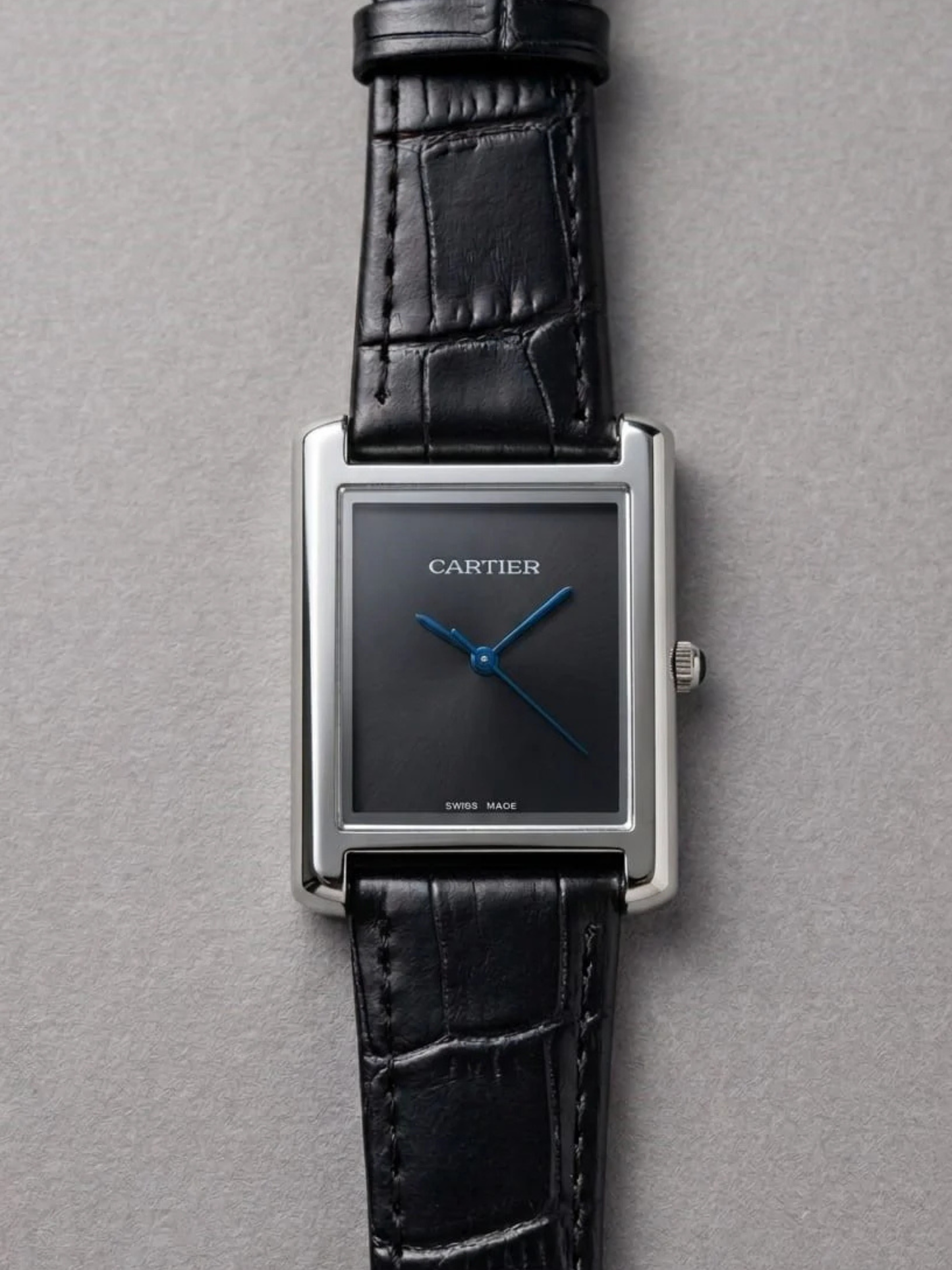 Cartier TANK Watch in Plain Dial Leather Strap