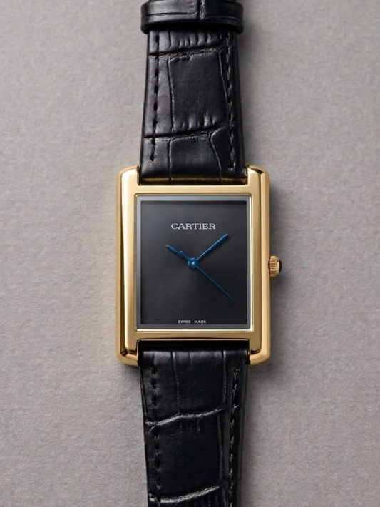 Cartier TANK Watch in Plain Dial Leather Strap