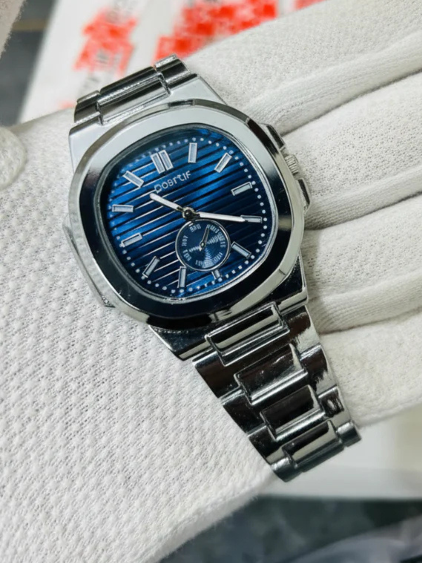 PP Square Nautilus Stainless Steel Watch for Men & Boys