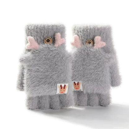Winter Fingerless Horn Gloves for Women