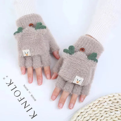 Winter Fingerless Horn Gloves for Women