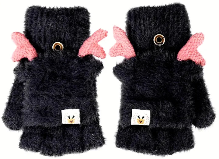 Winter Fingerless Horn Gloves for Women