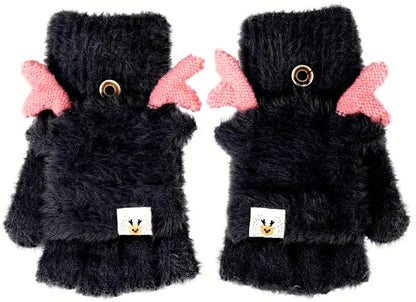 Winter Fingerless Horn Gloves for Women