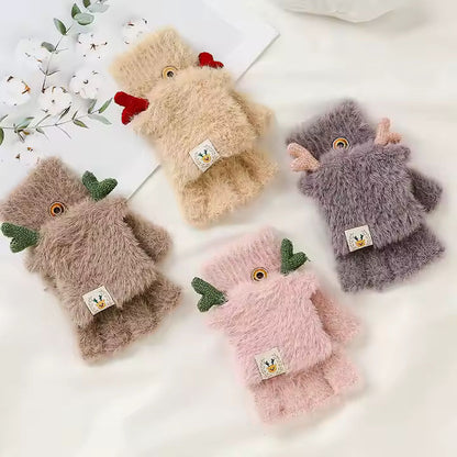 Winter Fingerless Horn Gloves for Women