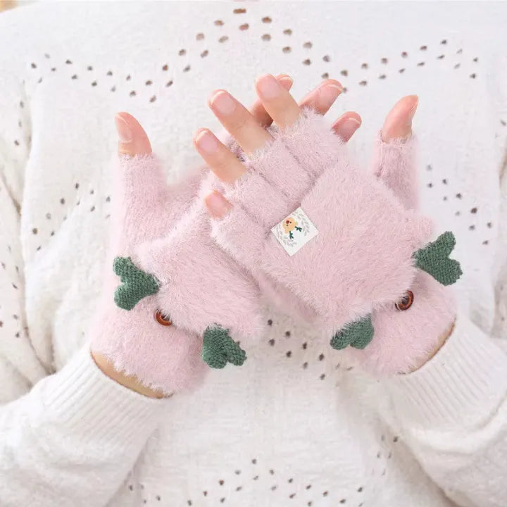 Winter Fingerless Horn Gloves for Women