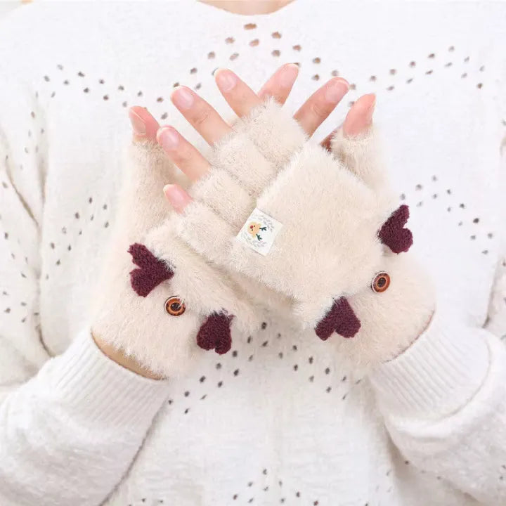 Winter Fingerless Horn Gloves for Women